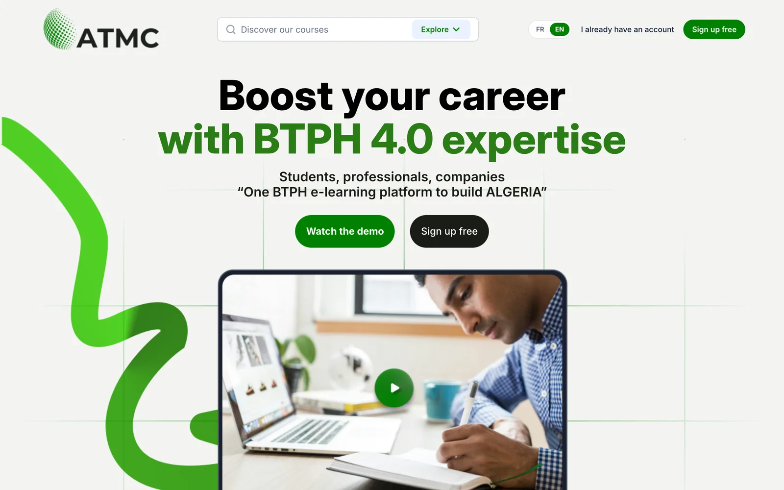 ATMC e-learning platform: Website, desktop