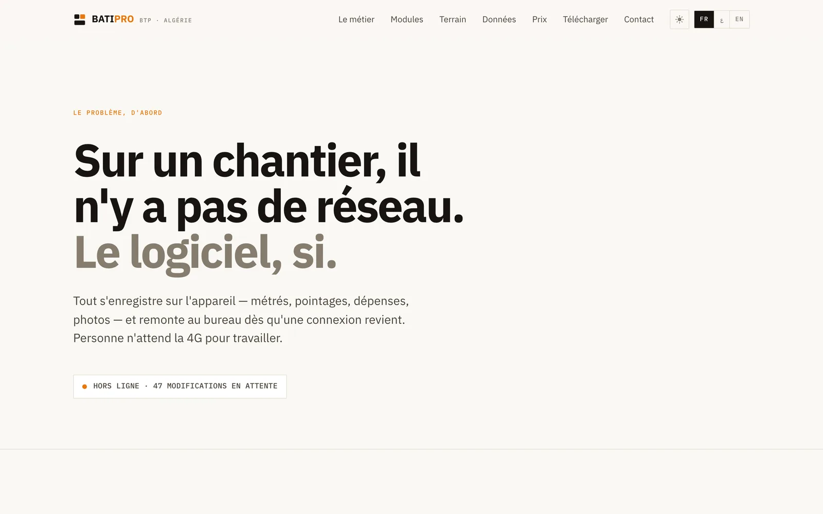 Batipro: Website, desktop