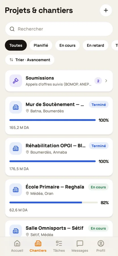 Batipro: Mobile: projects