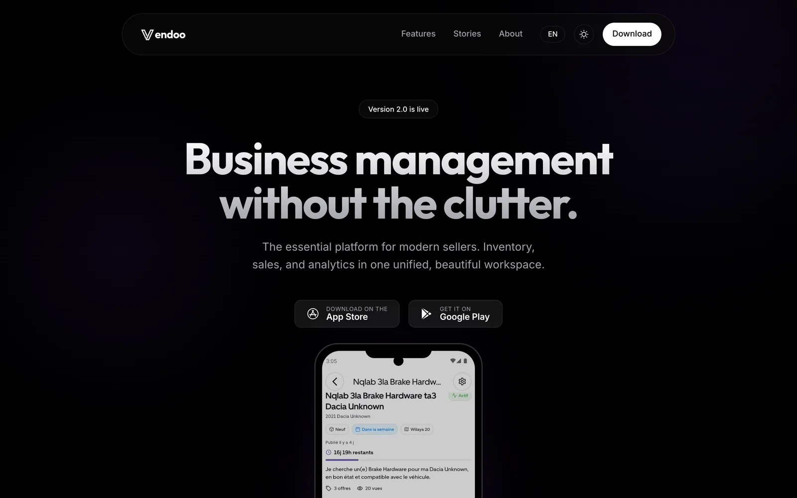Vendoo: Website, desktop